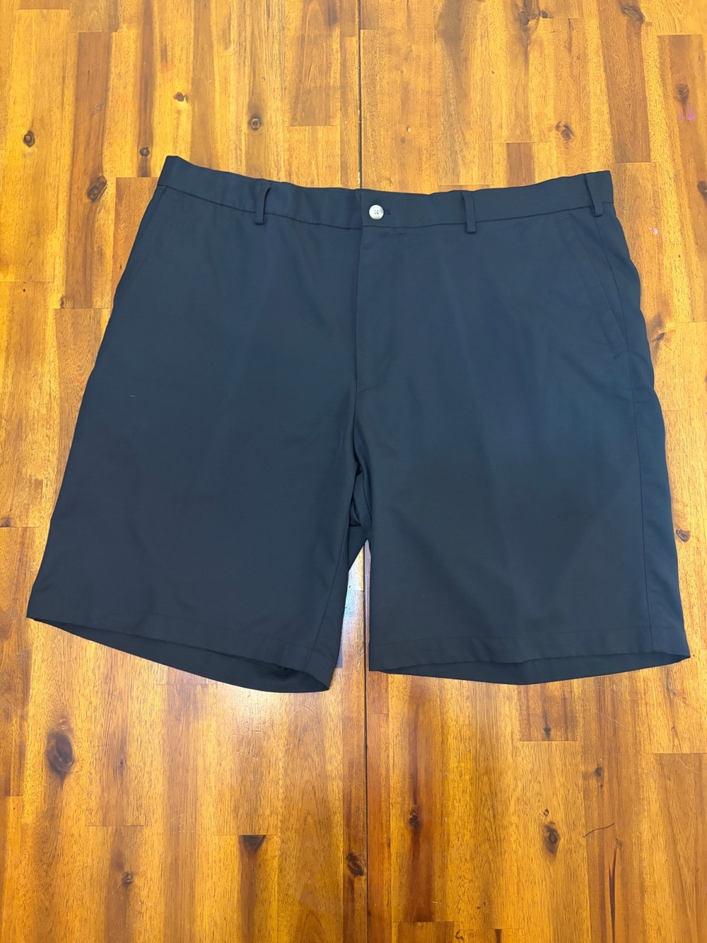 Peter Millar Black Flat-Front Performance Shorts